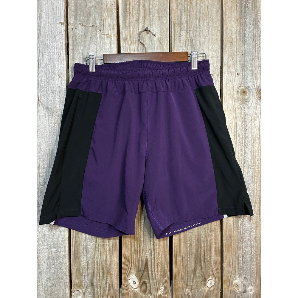 Fourlaps Mens Purple Black Colorblock Athletic Running Shorts Style 1000 Size M